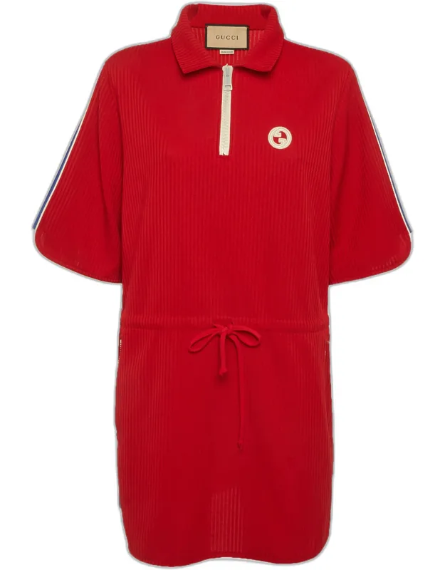 Rib Knit Drawstring Short Dress