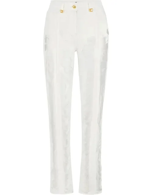 Distressed Fringed Palazzo Jeans