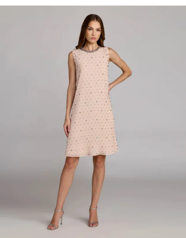 Embellished Sleeveless Shift Mini Dress