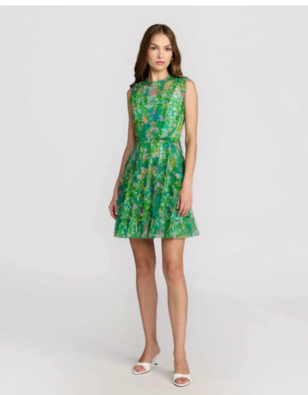 Micro Ruffle Floral A-line Mini Dress