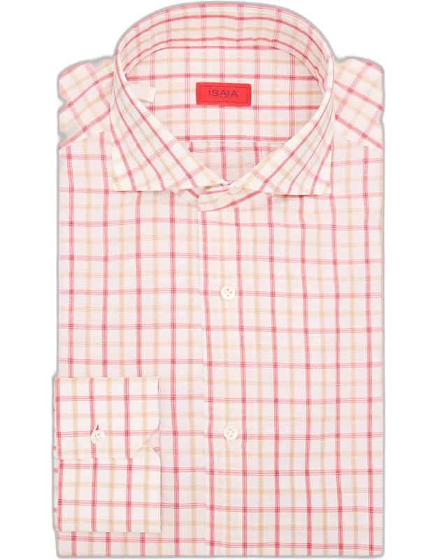 Bicolor Plaid Cotton And Linen Dress Shirt