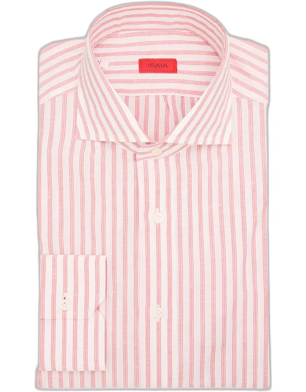 Candy Stripe Cotton And Linen Dress Shirt