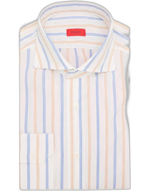 Variegated Stripe Cotton Dress Shirt