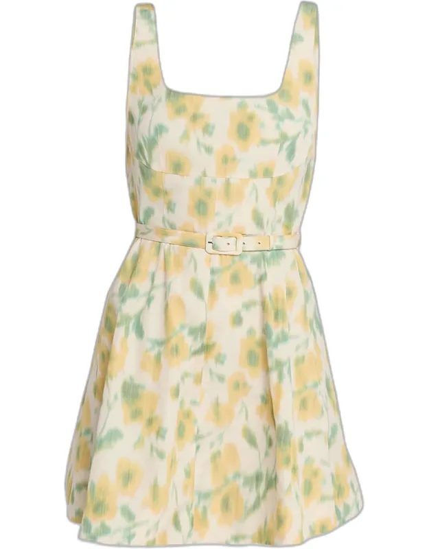 Floral Taffeta Mini Dress