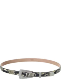 Snake-embossed Leather Belt
