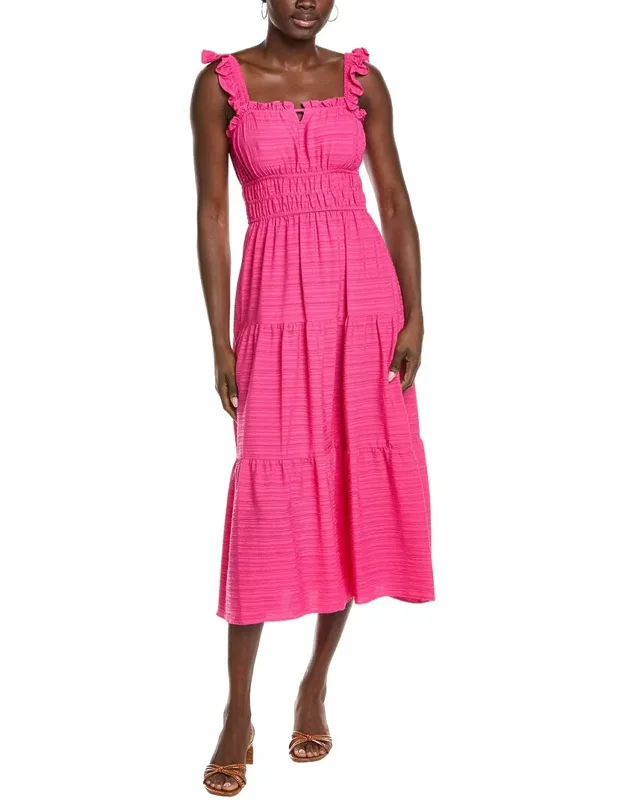 Solid Bubble Crinkle Midi Dress