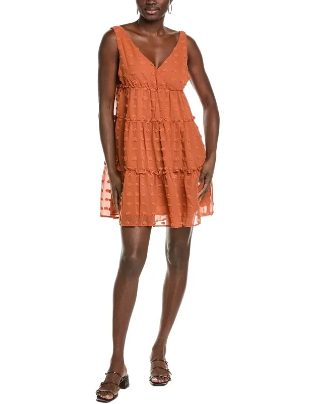 Surplice Swiss Dots Tiered Mini Dress