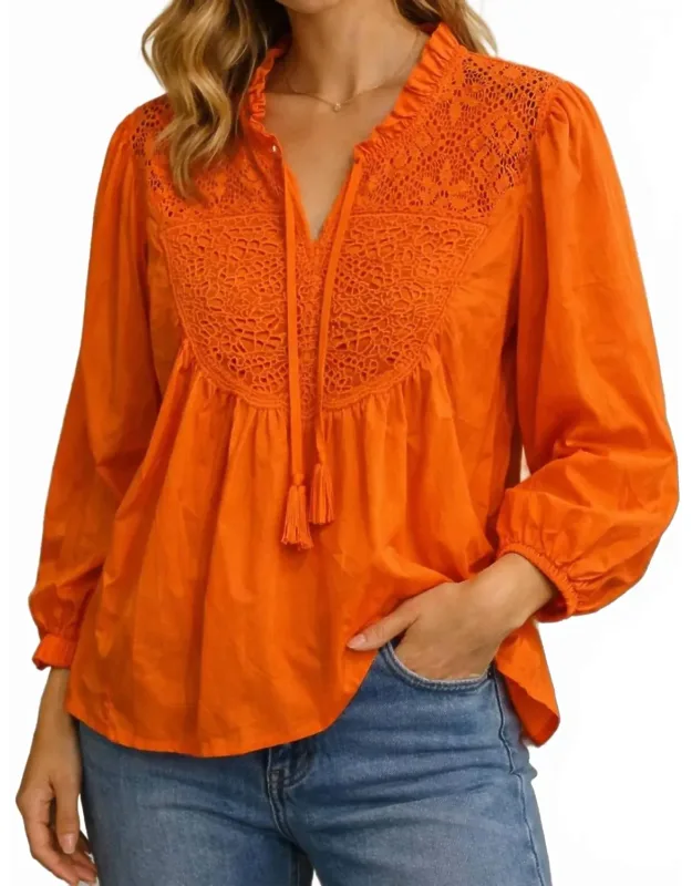 Cotton Lace Peasant Blouse