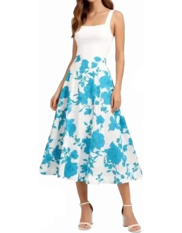 A Line Floral Print Midi Skirt