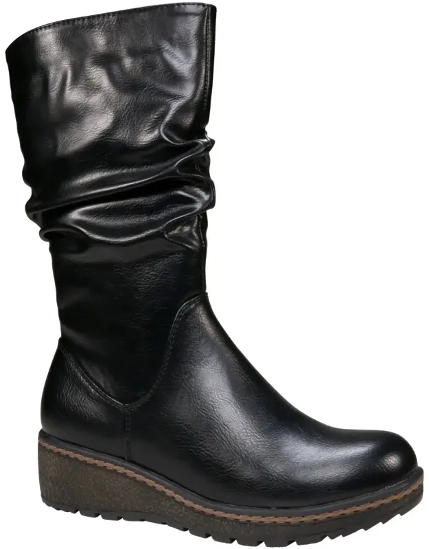 Dange Faux Leather Lug Sole Riding Boots