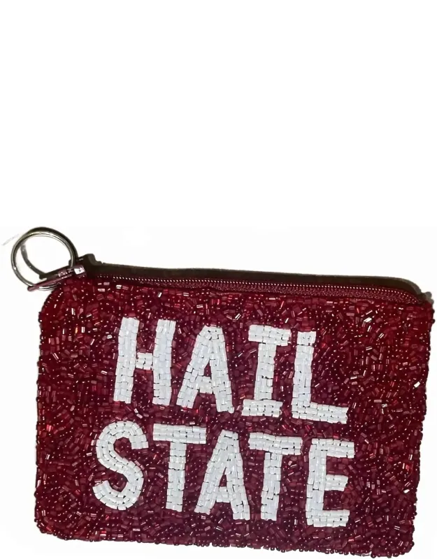 Hail State Beaded Small Coin Purse