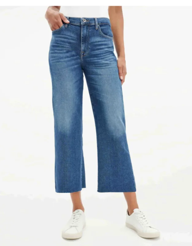 High Waist Crop Wide Leg Jeans
