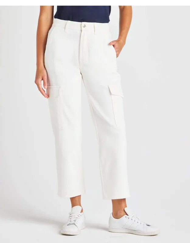 Crop Denim Cargo Pants