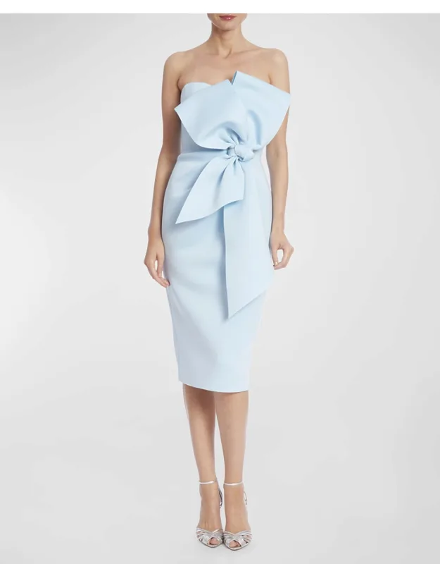 Strapless Bow-front Bodycon Midi Dress