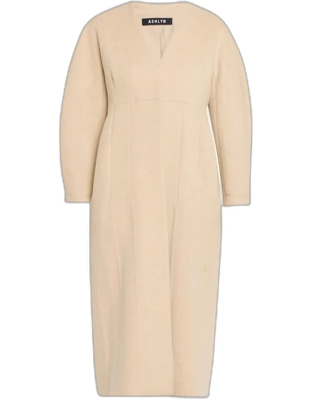 Elia Barrel-sleeve Cashmere Coat