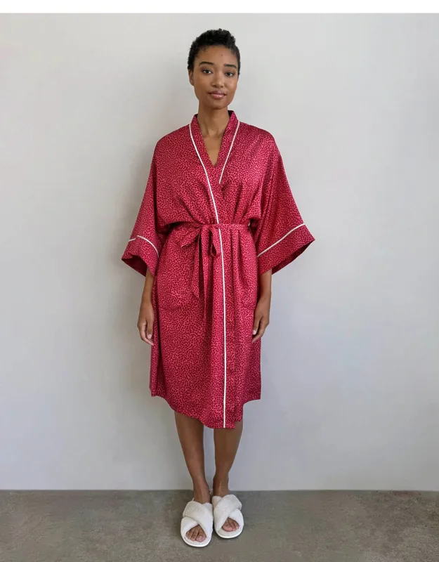 Mini Heart Toss Satin Silk Robe