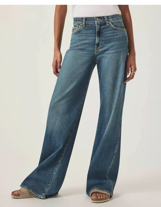 Medium Wash Slim Palazzo Jeans