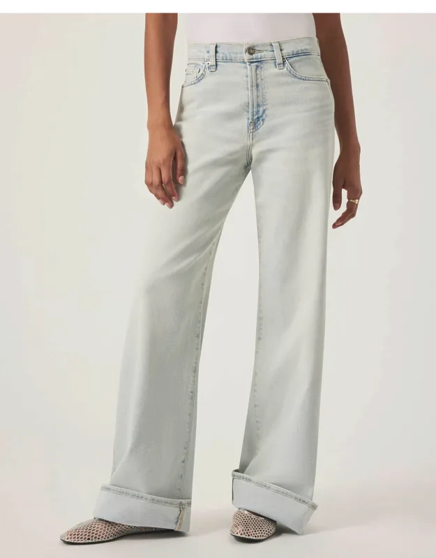 Light Wash Slim Palazzo Jeans