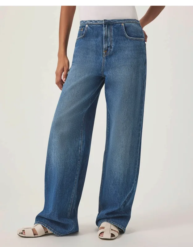 Cut Waist Relax Wide Leg Jeans