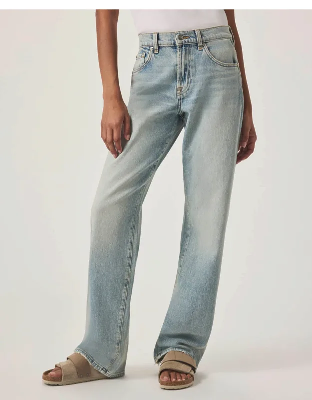 Straight Leg Worn Hem Jeans