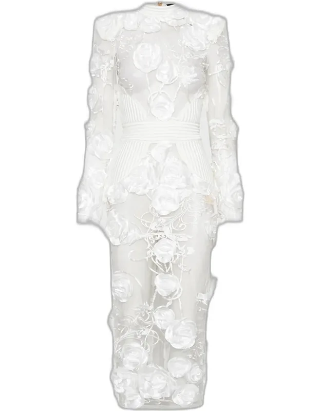 The Vendetta Floral Mesh Midi Dress