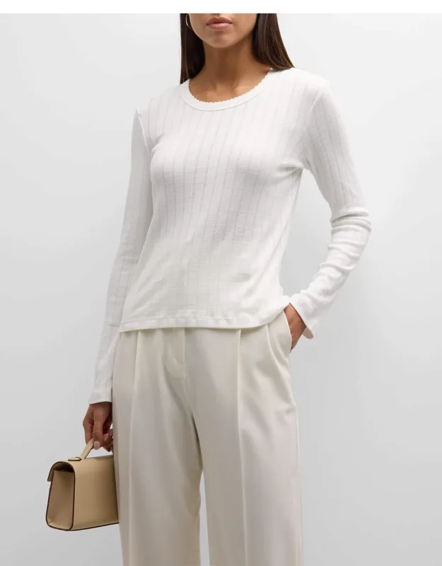 Pointelle Slim-fit Long-sleeve T-shirt