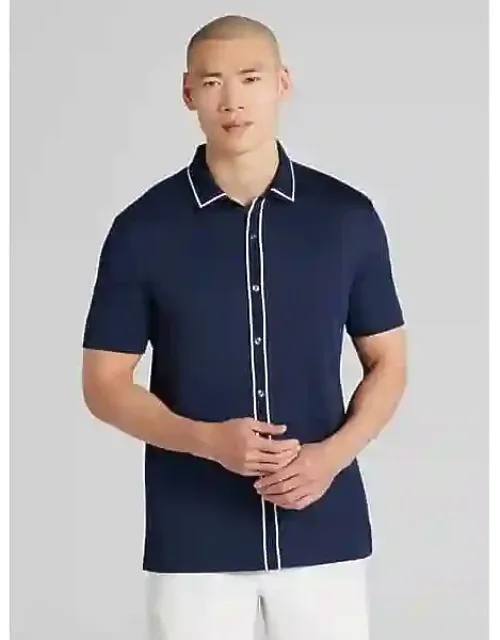Modern Fit Cotton Modal Short Sleeve Button Up Shirt