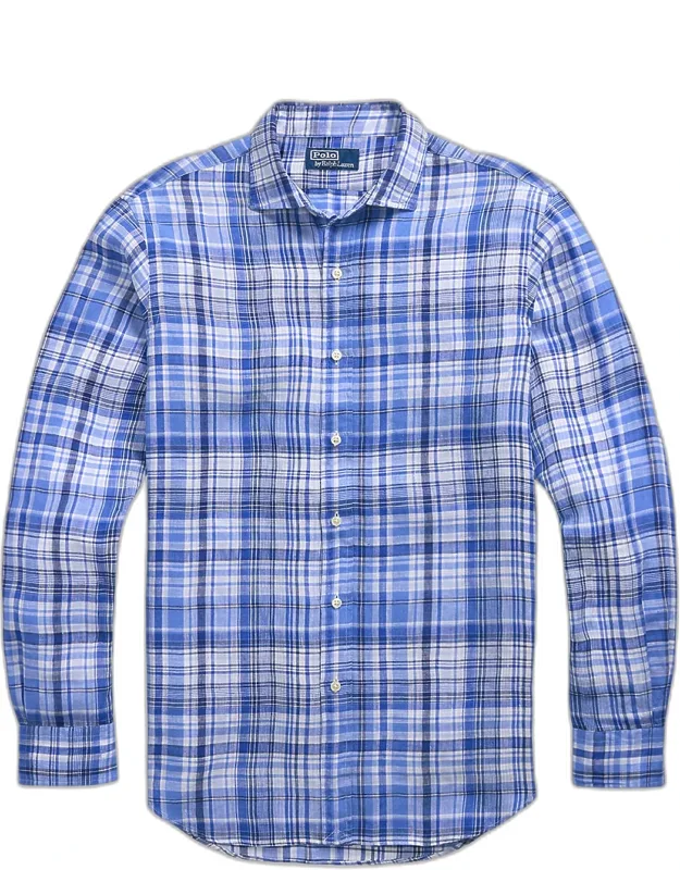 Classic-fit Plaid Linen Sport Shirt