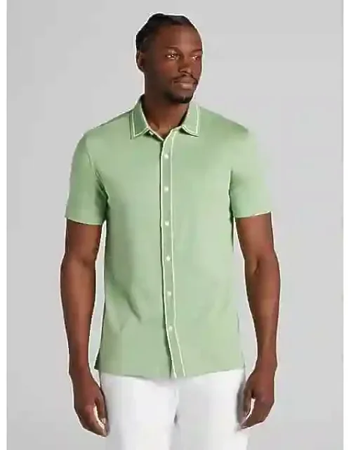 Modern Fit Cotton Modal Short Sleeve Button Up Shirt