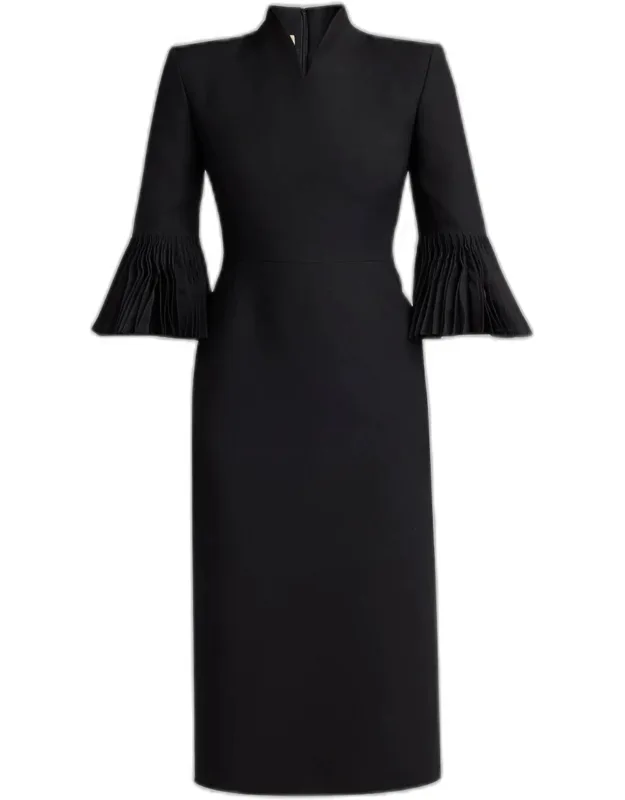 Embellished High-collar Midi Dress