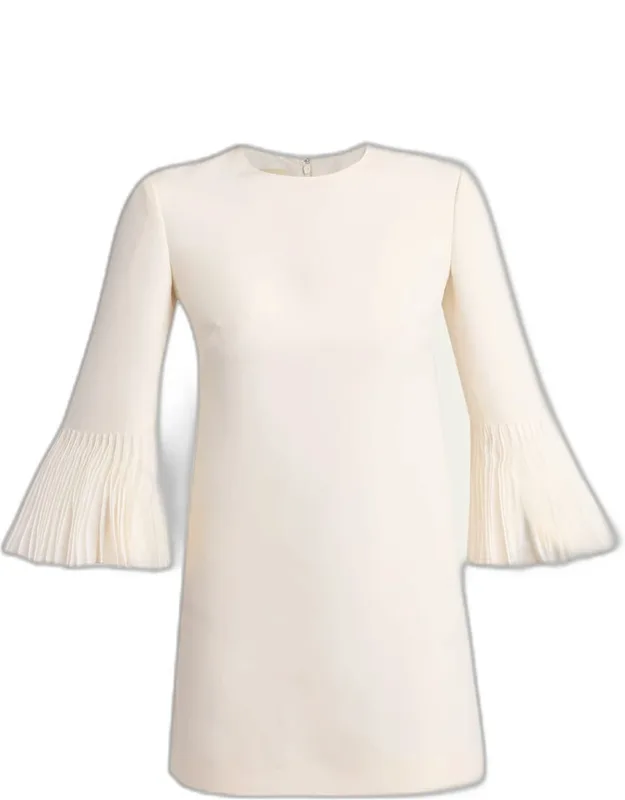 Embroidered Bell-sleeve Mini Dress