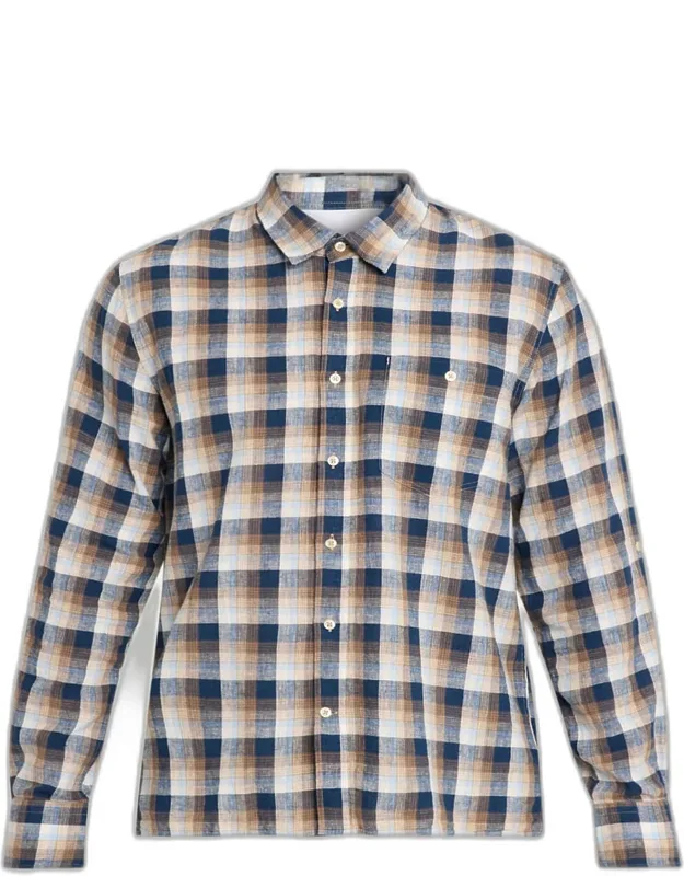 Younes Cotton And Linen Plaid Button-down Shirt