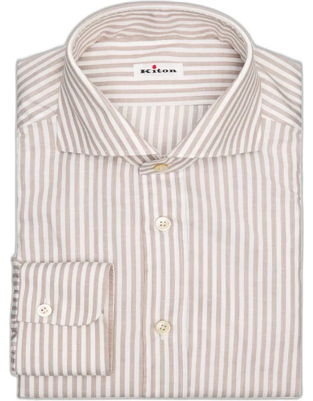 Candy Stripe Cotton And Linen Dress Shirt