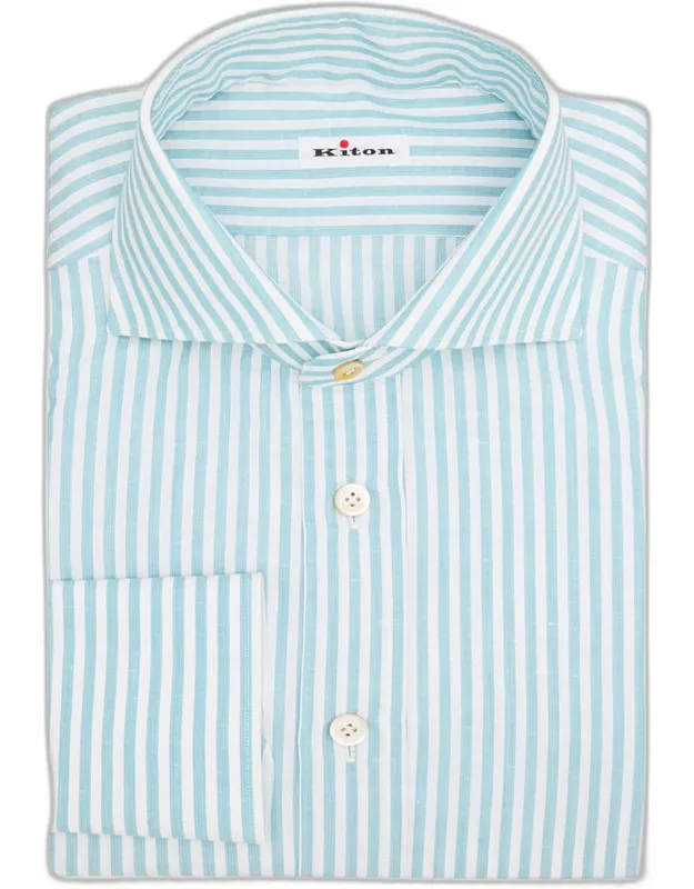 Candy Stripe Cotton And Linen Dress Shirt
