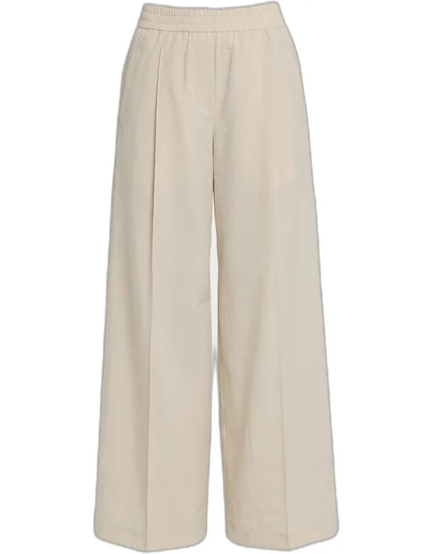 Techno Cotton Pleat Wide-leg Pull-on Track Pants