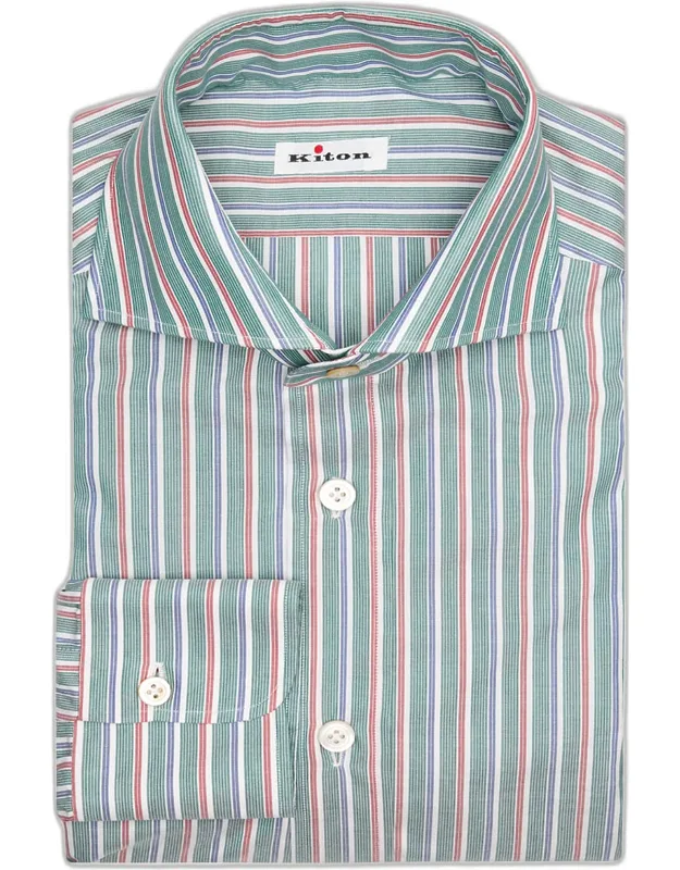 Variegated Stripe Cotton Dress Shirt