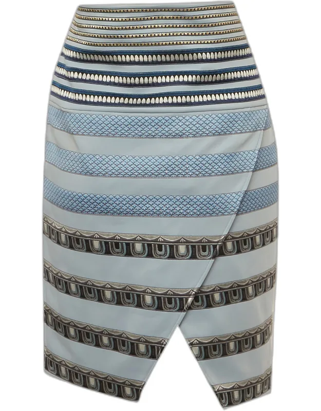 Striped Pattern Jersey Asymmetric Mini Skirt