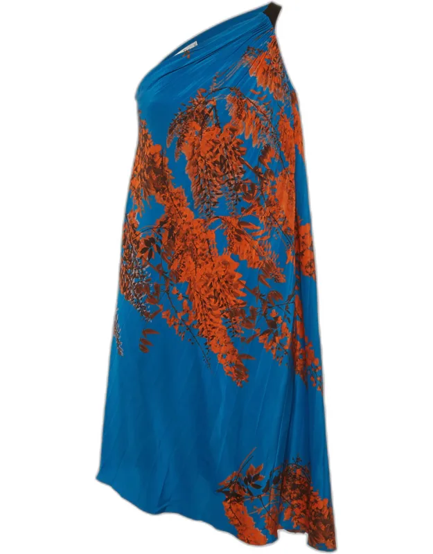 Floral Print One Shoulder Mini Dress