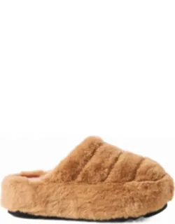 It's A Vibe Platform Slippers In Teddy