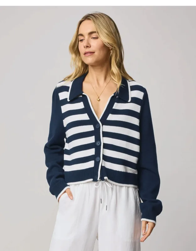 Nicolette Striped Polo Cardigan