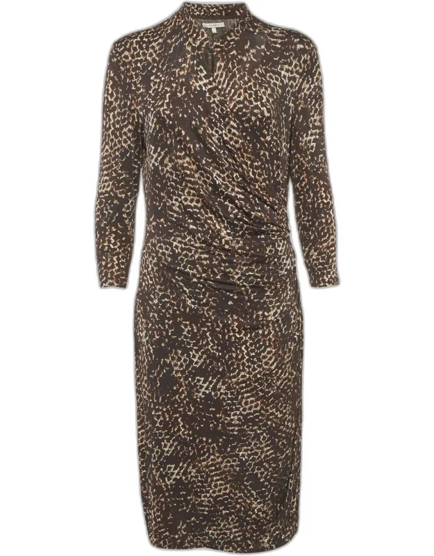 Animal Print Jersey Draped Mini Dress