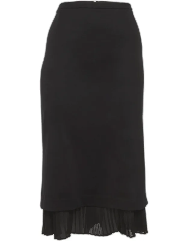 Plisse Trim Jersey Pencil Skirt