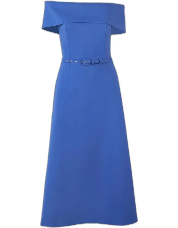 Off-shoulder A-line Midi Dress