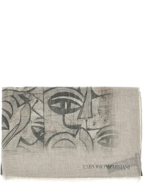 Linen-blend Scarf With Jacquard Motif