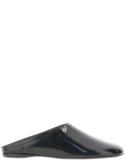 Patent And Brushed Leather Mules