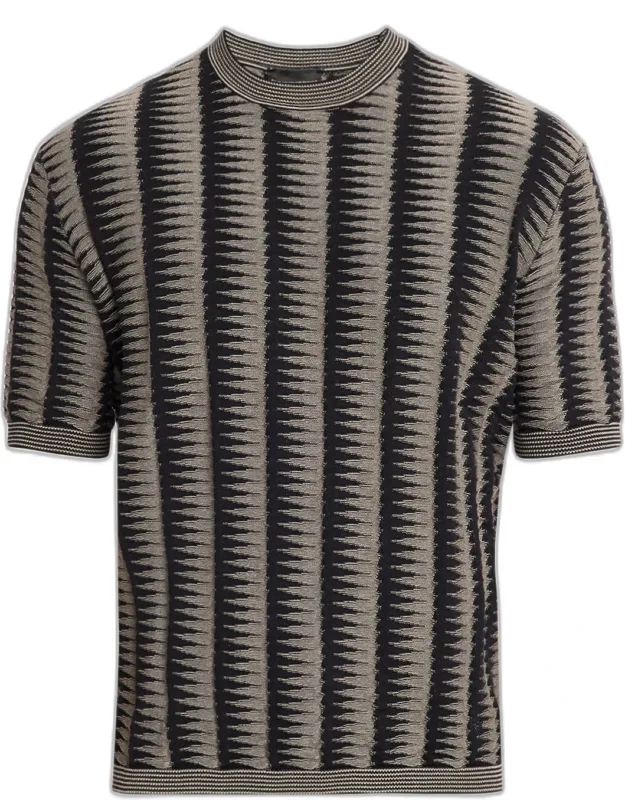 Jagged Stripe Cotton Jacquard Sweater
