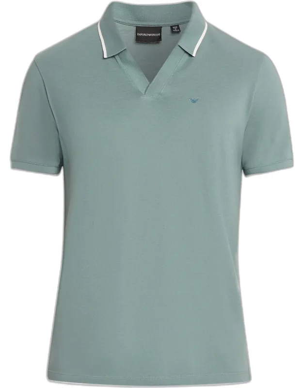 V-neck Pique Polo Shirt