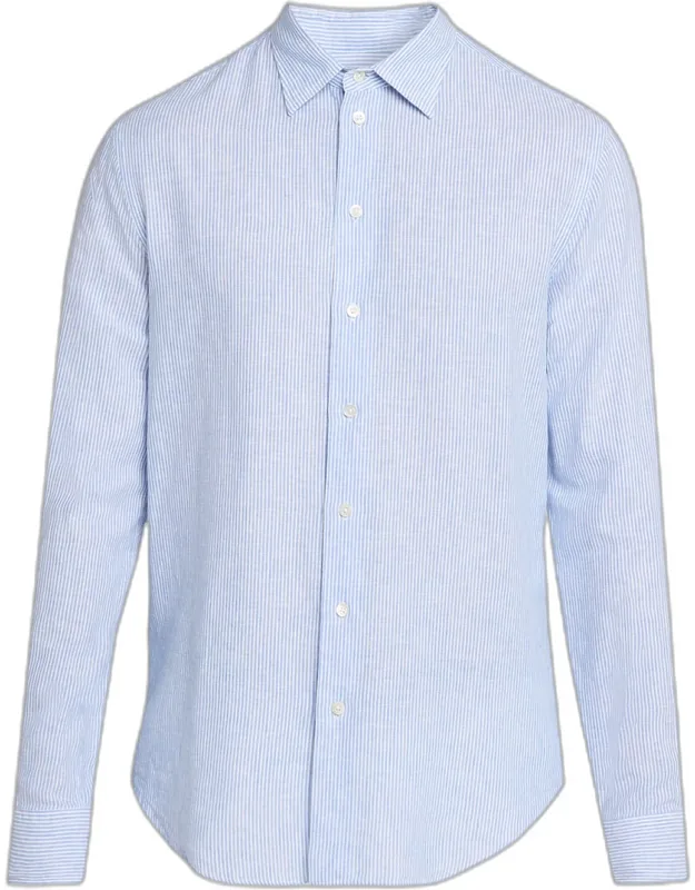 Cotton And Linen Fine-stripe Sport Shirt