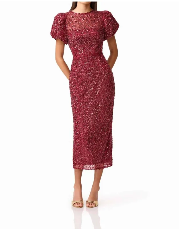 Puff Sleeve Midi Dress