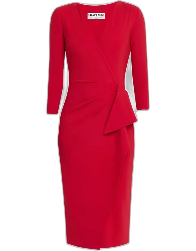 Side-ruffle Bodycon Midi Dress